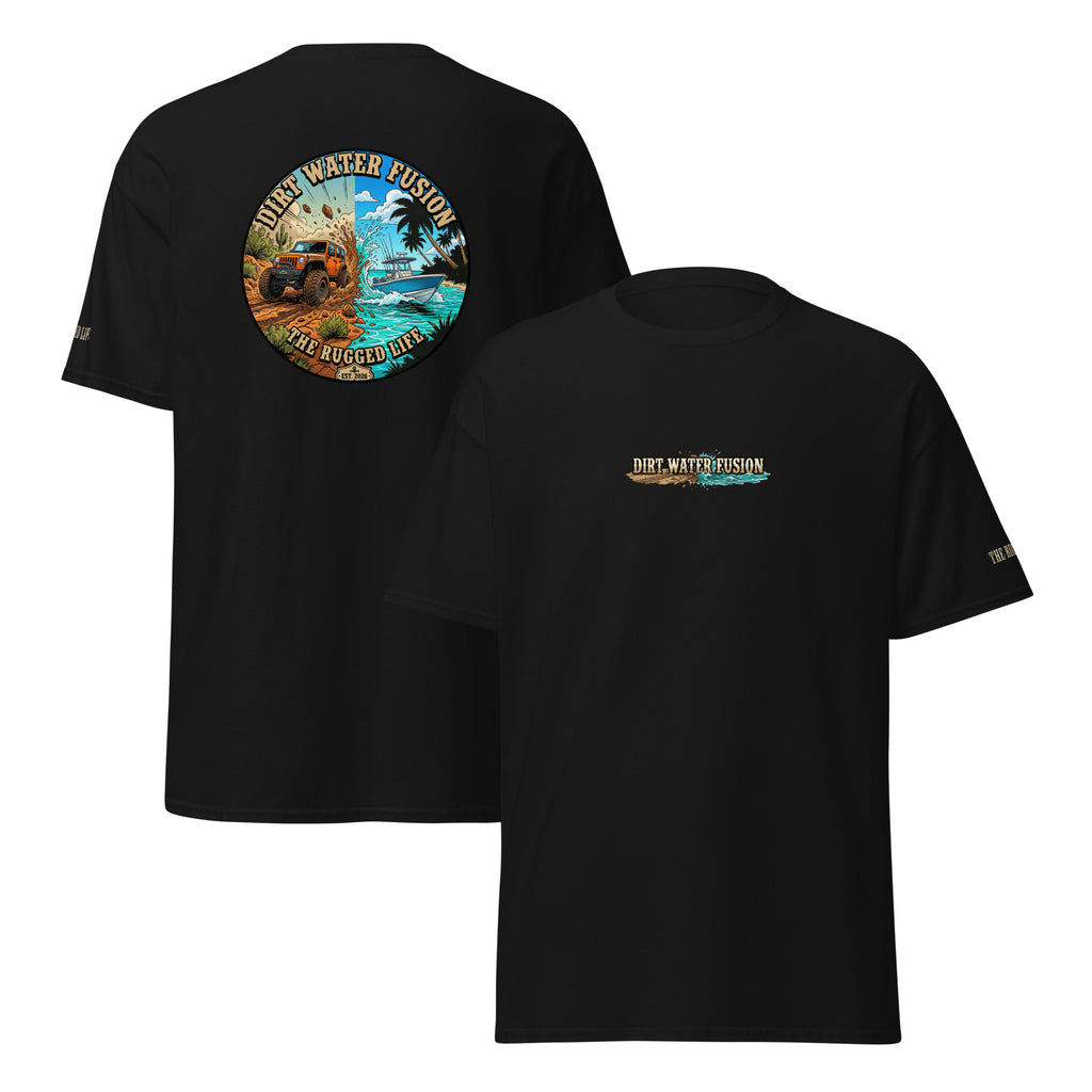 Jeep & Boat Classic Tee - Off-Road Water Adventure Shirt | Dirt Water Fusion image
