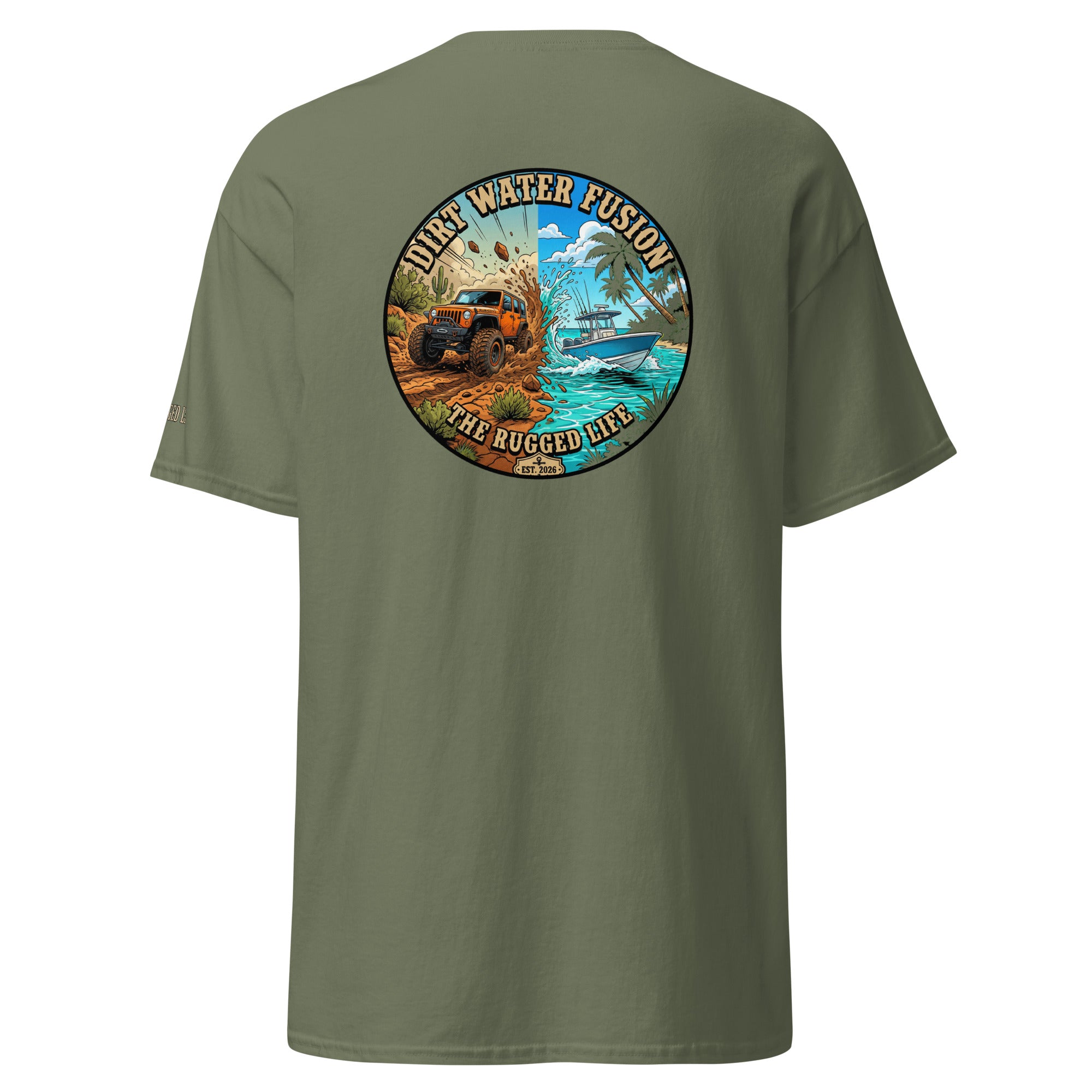 Jeep & Boat Classic Tee - Off-Road Water Adventure Shirt | Dirt Water Fusion image
