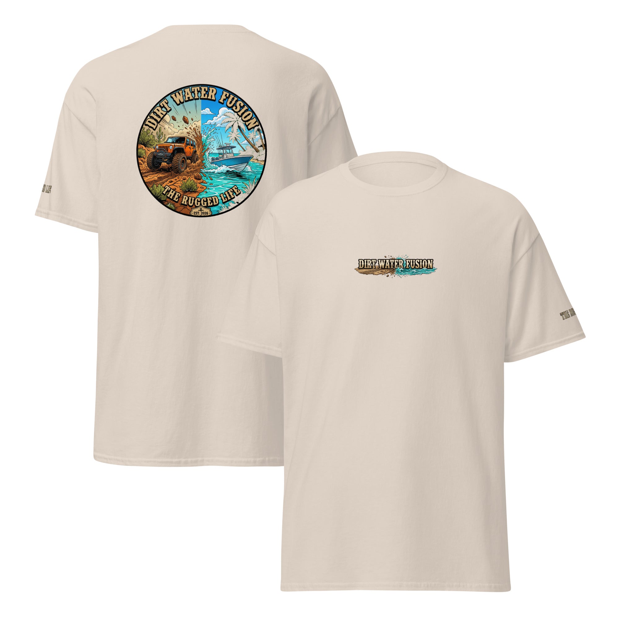 Jeep & Boat Classic Tee - Off-Road Water Adventure Shirt | Dirt Water Fusion image
