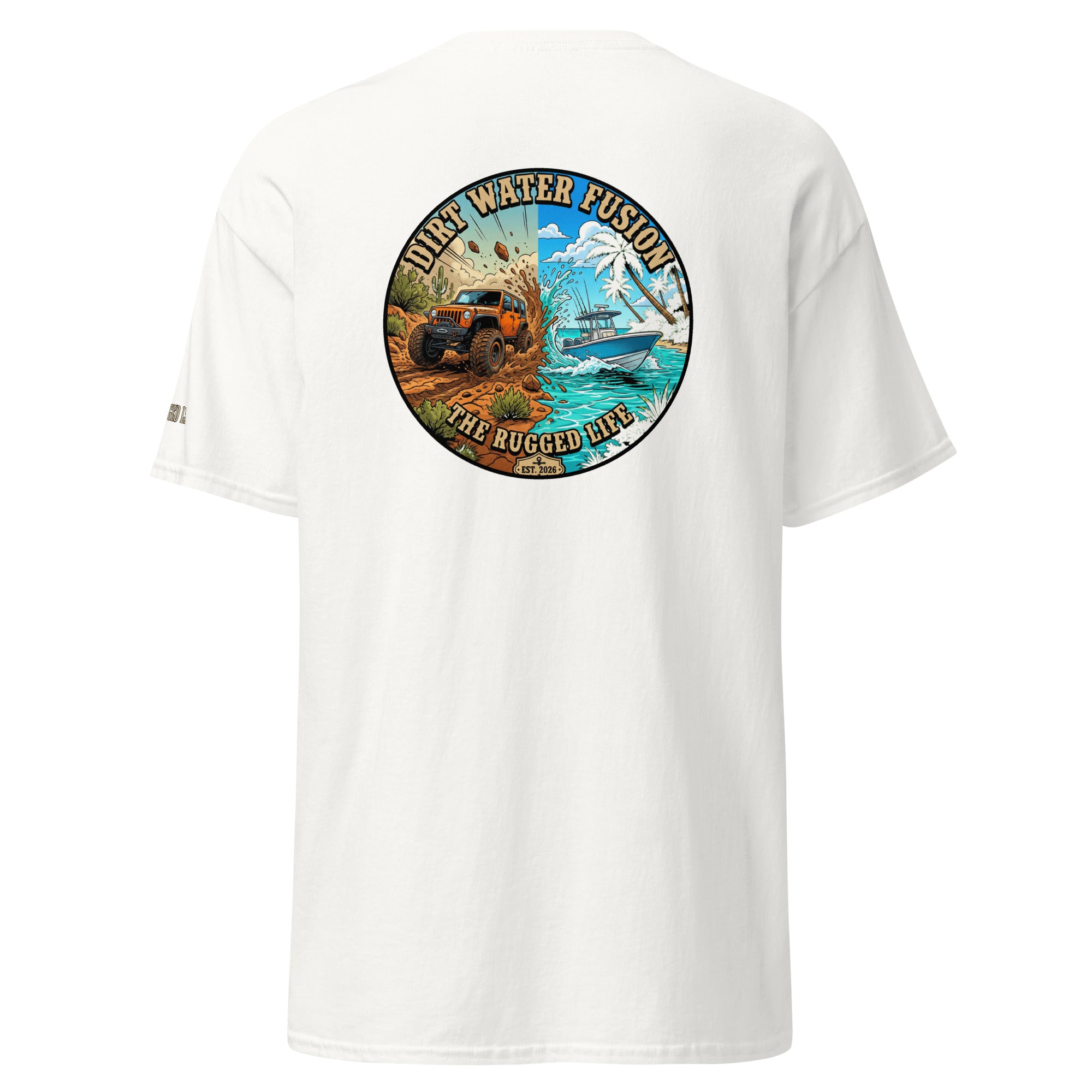 Jeep & Boat Classic Tee - Off-Road Water Adventure Shirt | Dirt Water Fusion image
