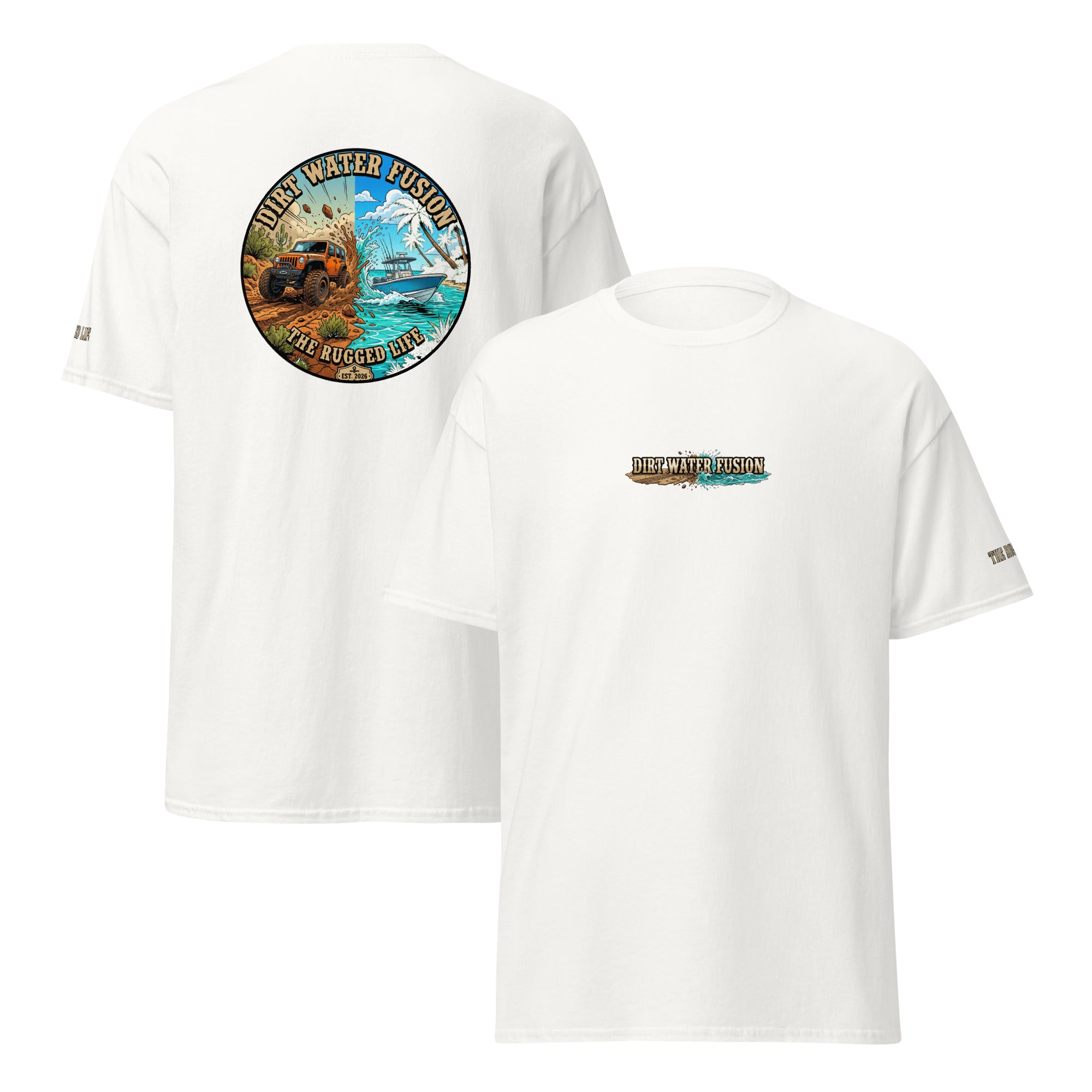 Jeep & Boat Classic Tee - Off-Road Water Adventure Shirt | Dirt Water Fusion image
