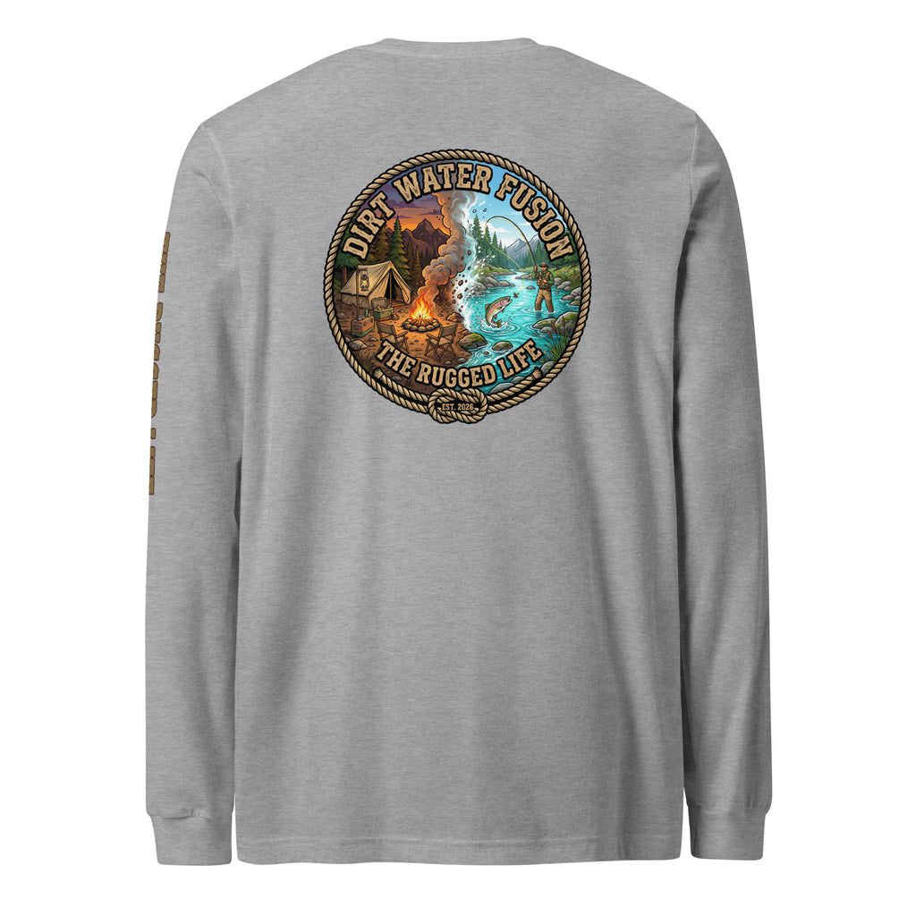 Camping & Fly Fishing Long Sleeve Tee - Outdoor Adventure Shirt | Dirt Water Fusion image
