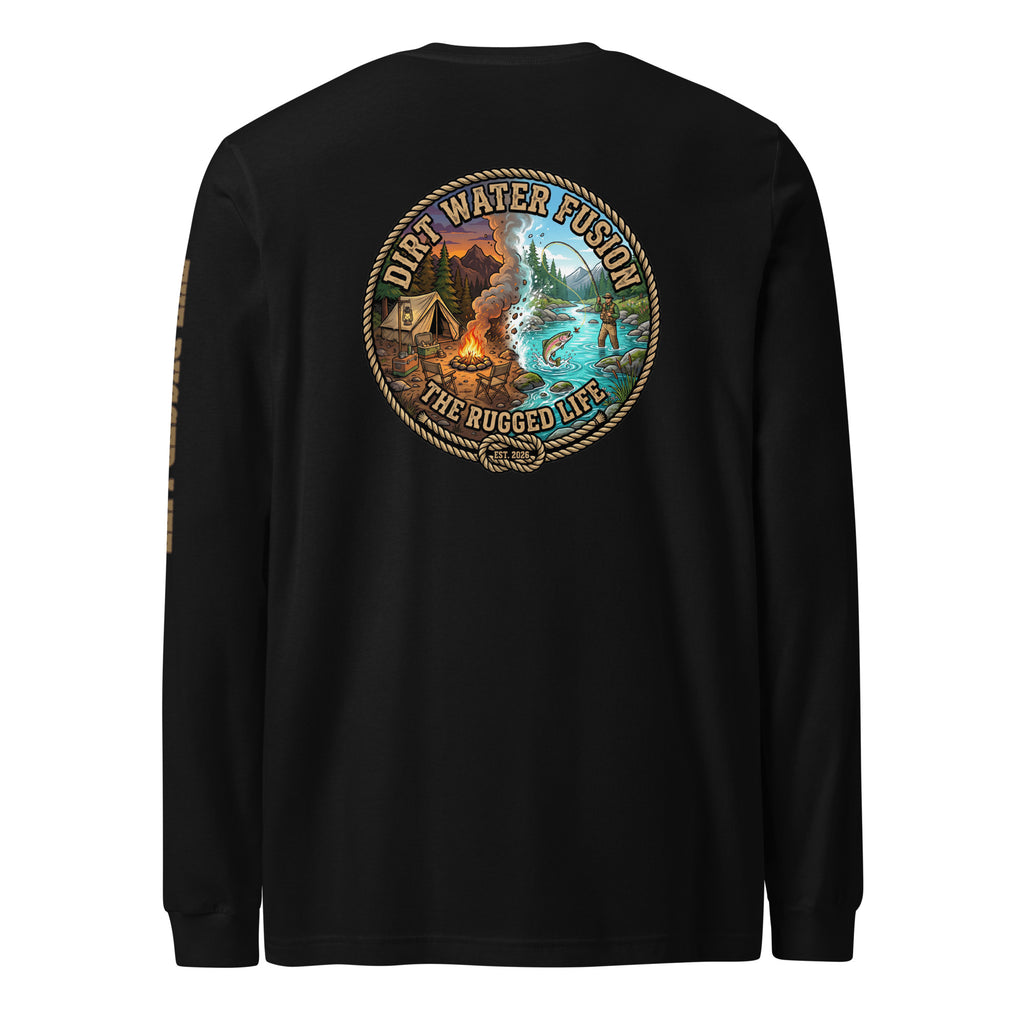 Camping & Fly Fishing Long Sleeve Tee - Outdoor Adventure Shirt | Dirt Water Fusion image
