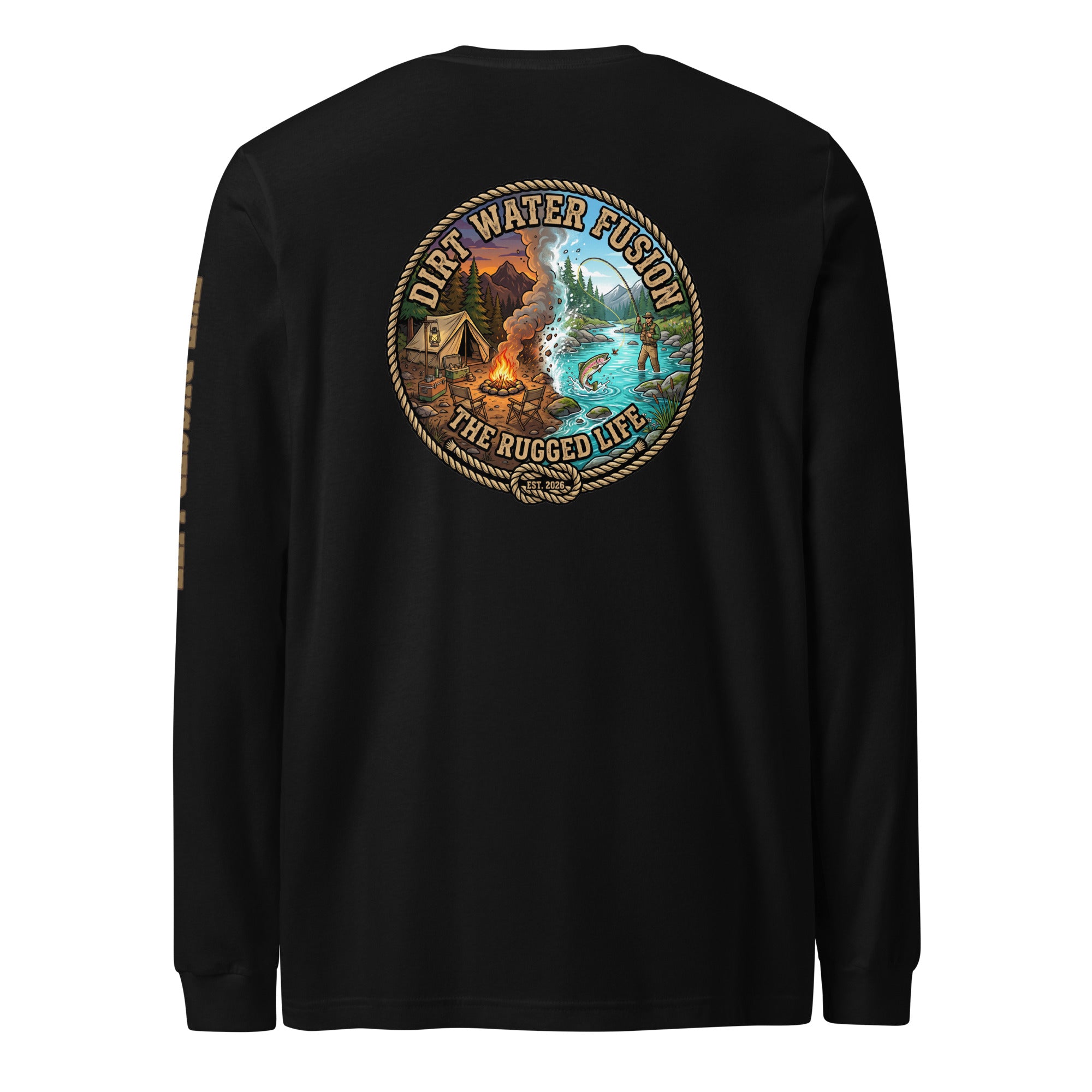 Camping & Fly Fishing Long Sleeve Tee - Outdoor Adventure Shirt | Dirt Water Fusion image
