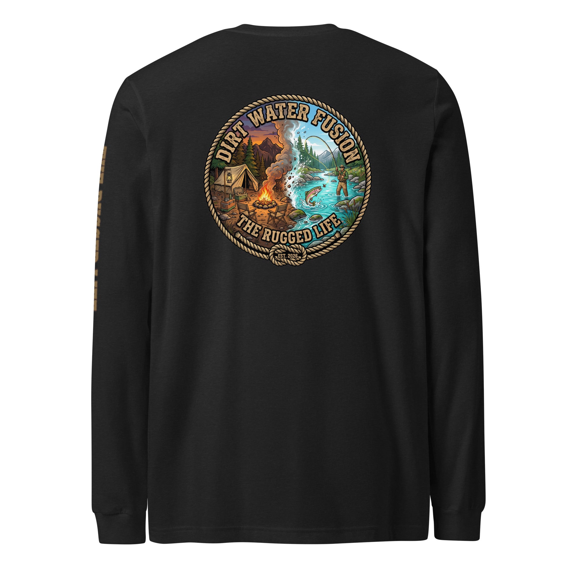 Camping & Fly Fishing Long Sleeve Tee - Outdoor Adventure Shirt | Dirt Water Fusion image

