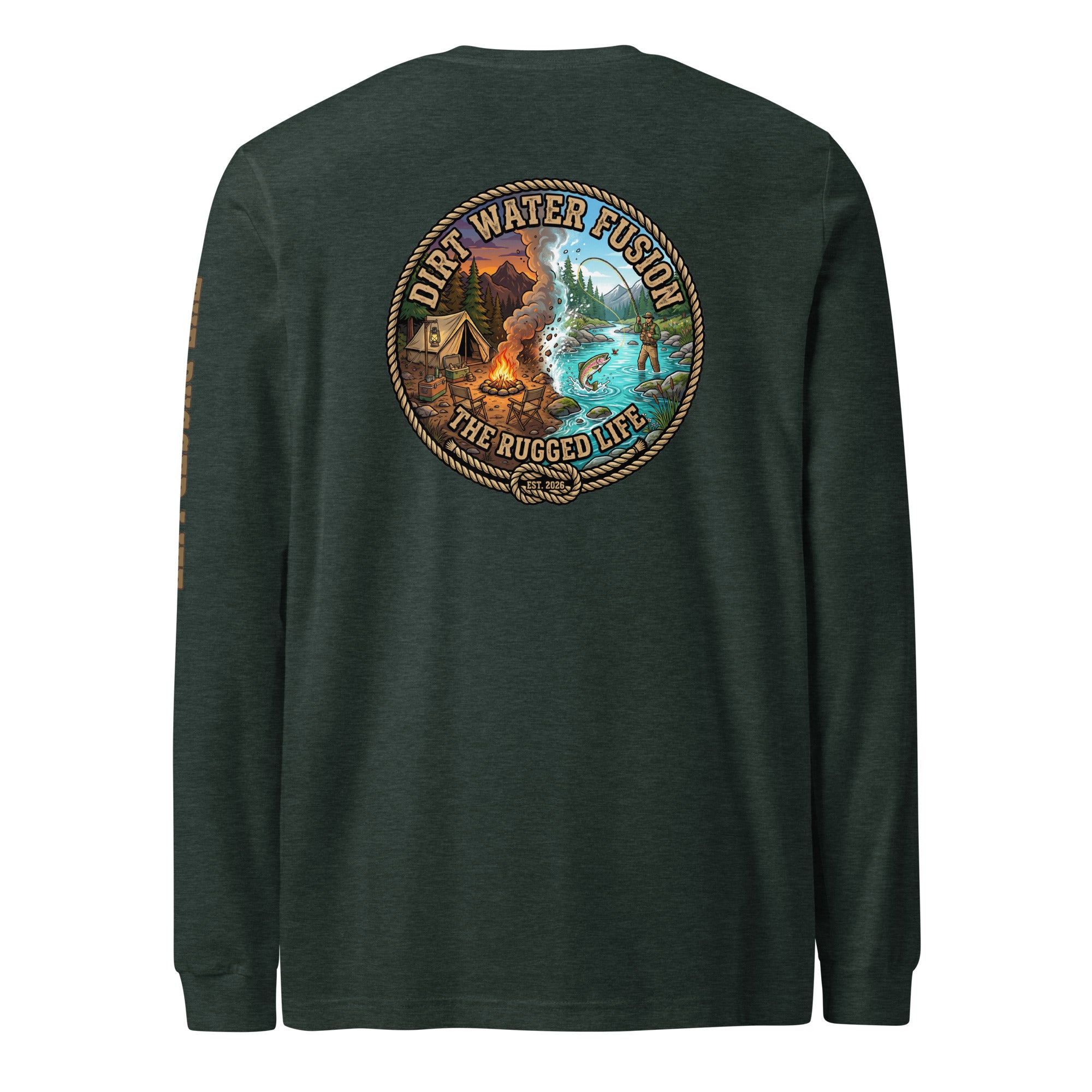 Camping & Fly Fishing Long Sleeve Tee - Outdoor Adventure Shirt | Dirt Water Fusion image
