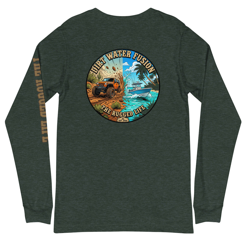 Jeep & Boat Long Sleeve Tee - Off-Road Water Adventure Shirt | Dirt Water Fusion image
