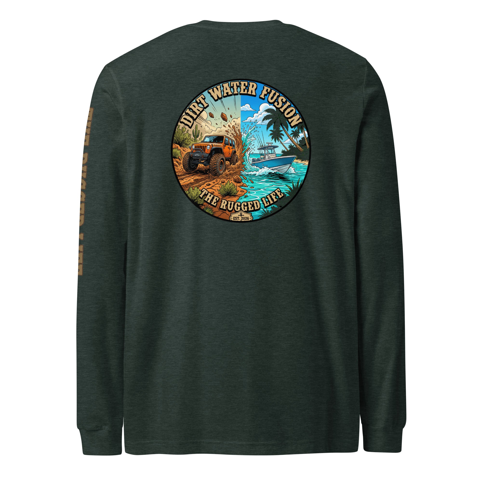 Jeep & Boat Long Sleeve Tee - Off-Road Water Adventure Shirt | Dirt Water Fusion image
