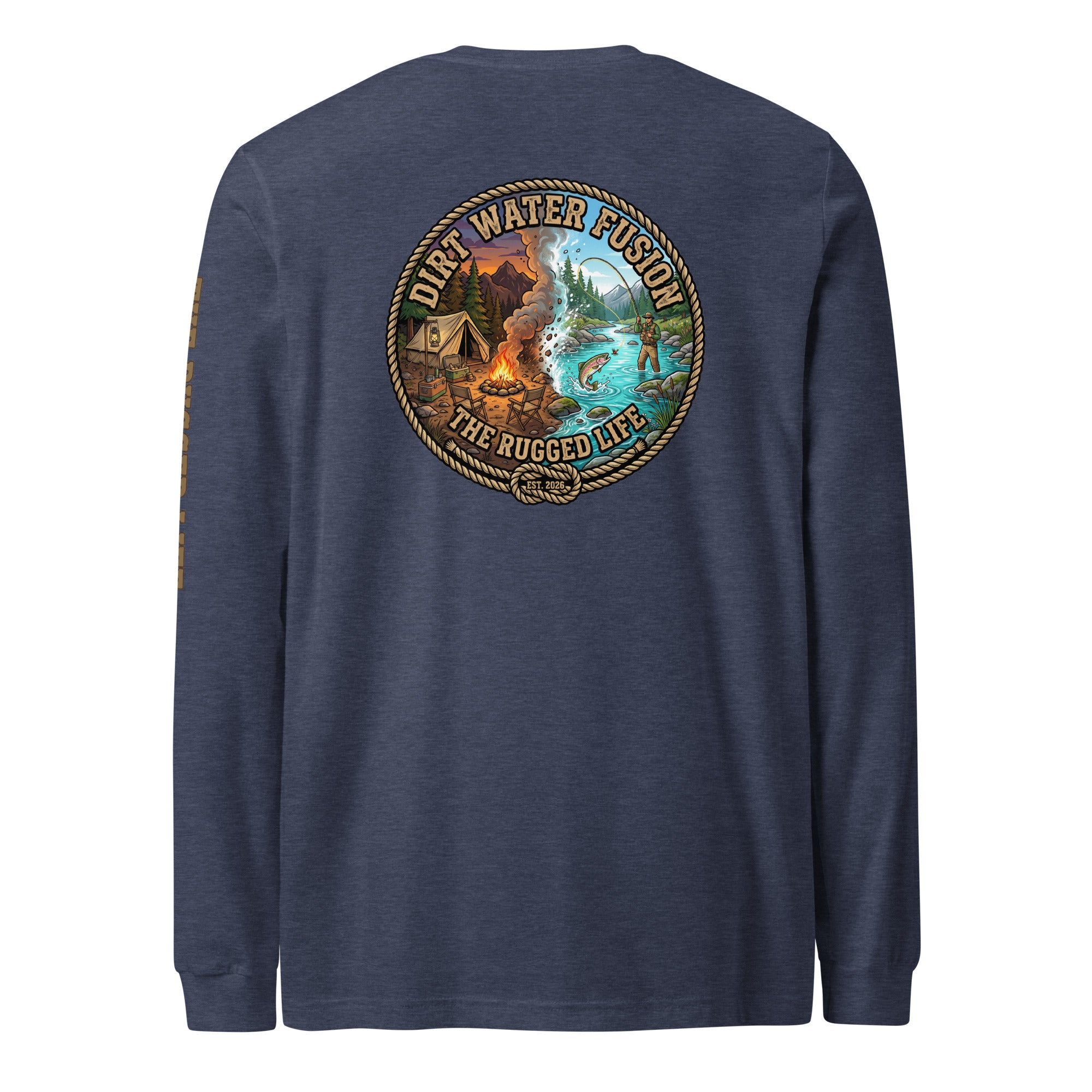 Camping & Fly Fishing Long Sleeve Tee - Outdoor Adventure Shirt | Dirt Water Fusion image
