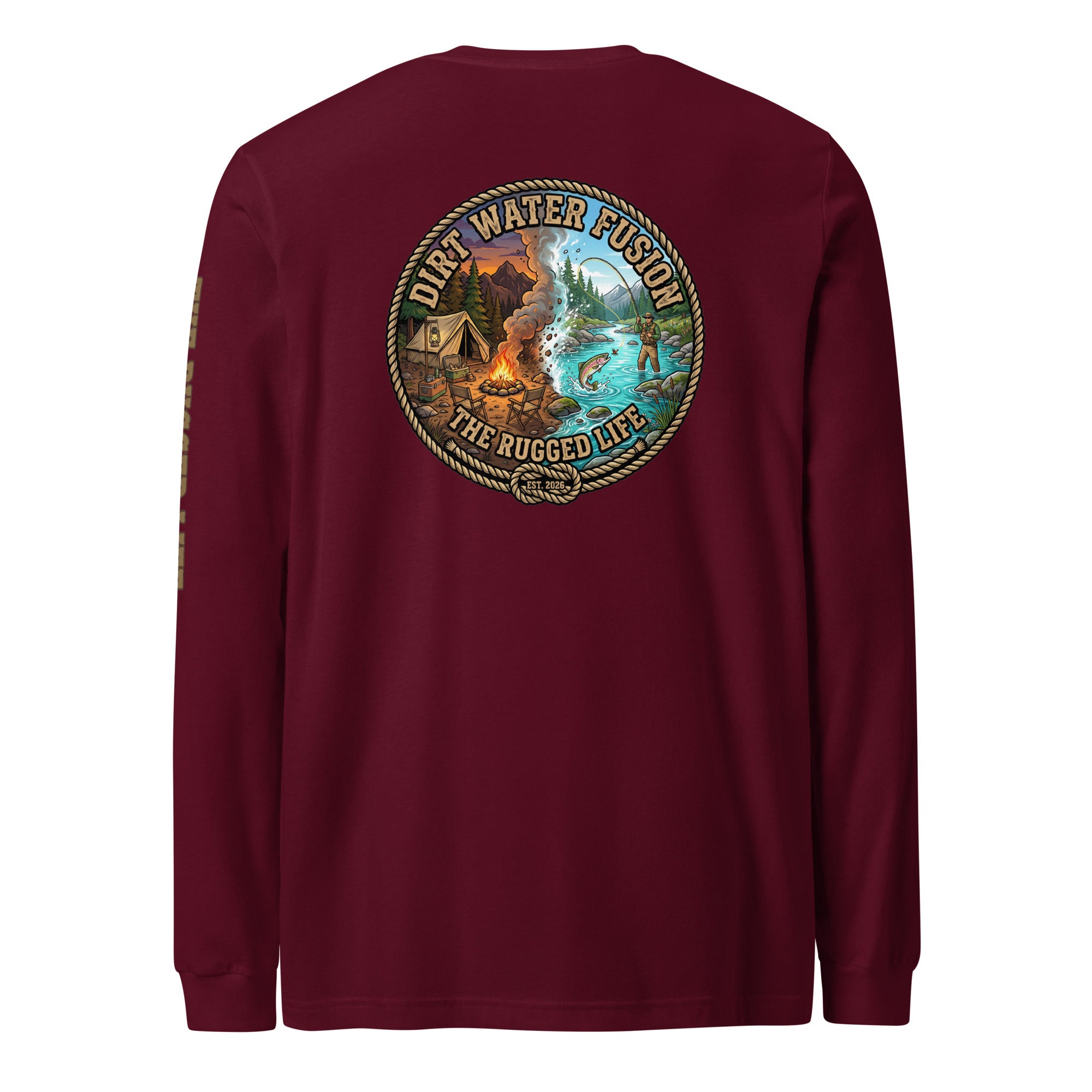 Camping & Fly Fishing Long Sleeve Tee - Outdoor Adventure Shirt | Dirt Water Fusion image
