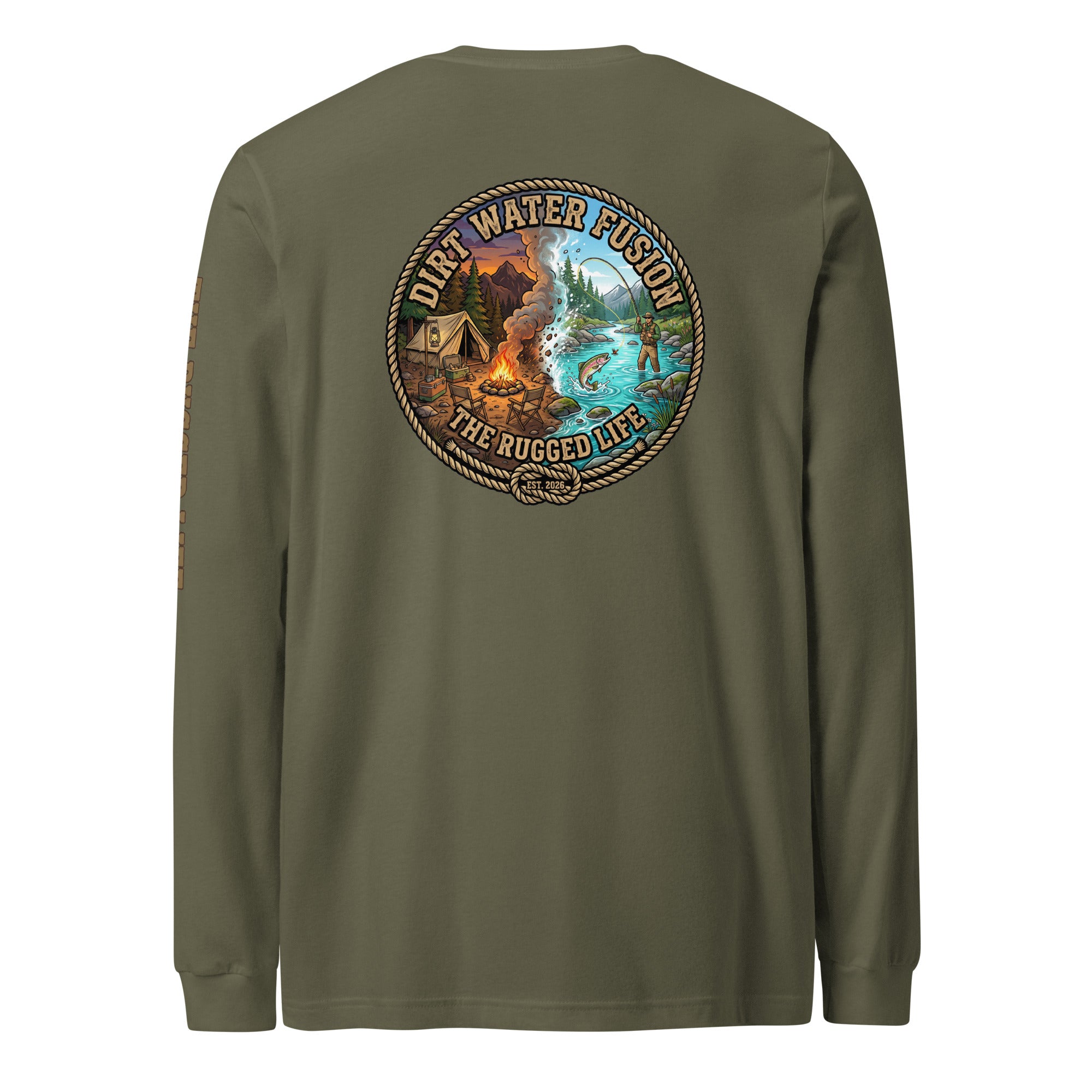 Camping & Fly Fishing Long Sleeve Tee - Outdoor Adventure Shirt | Dirt Water Fusion image
