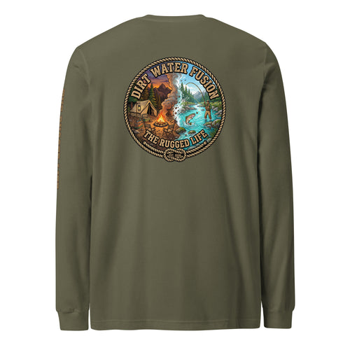 Camping & Fly Fishing Long Sleeve Tee - Outdoor Adventure Shirt | Dirt Water Fusion image
