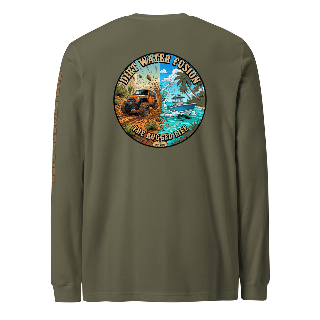 Jeep & Boat Long Sleeve Tee - Off-Road Water Adventure Shirt | Dirt Water Fusion image
