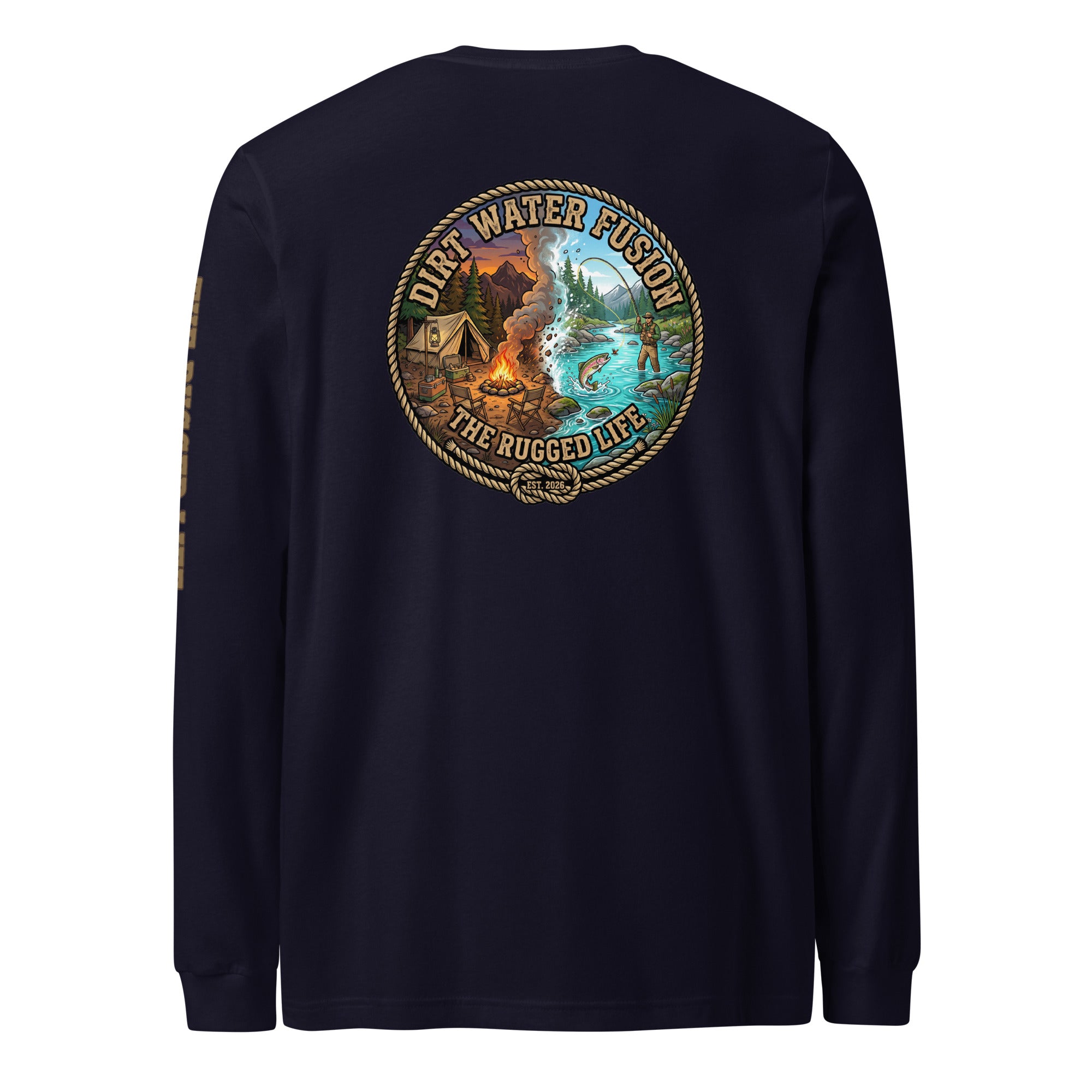 Camping & Fly Fishing Long Sleeve Tee - Outdoor Adventure Shirt | Dirt Water Fusion image
