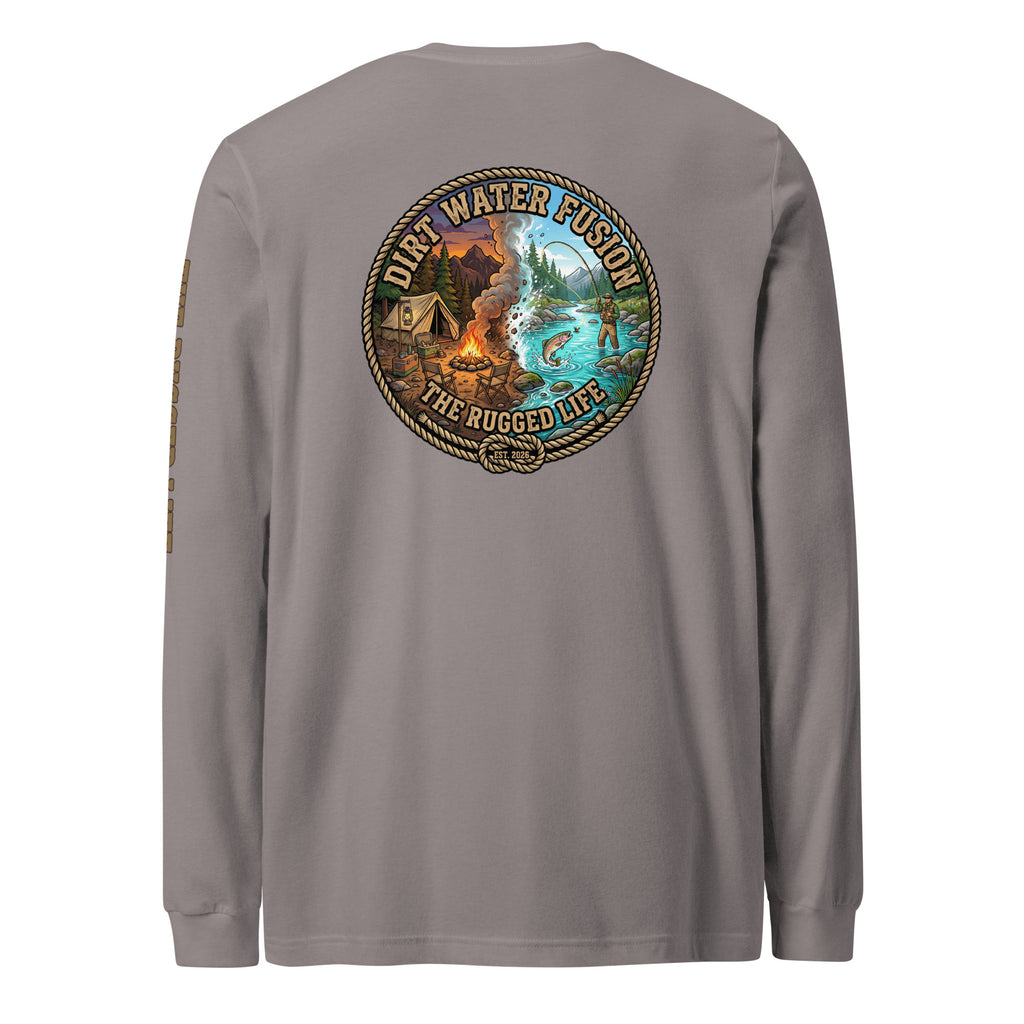 Camping & Fly Fishing Long Sleeve Tee - Outdoor Adventure Shirt | Dirt Water Fusion image
